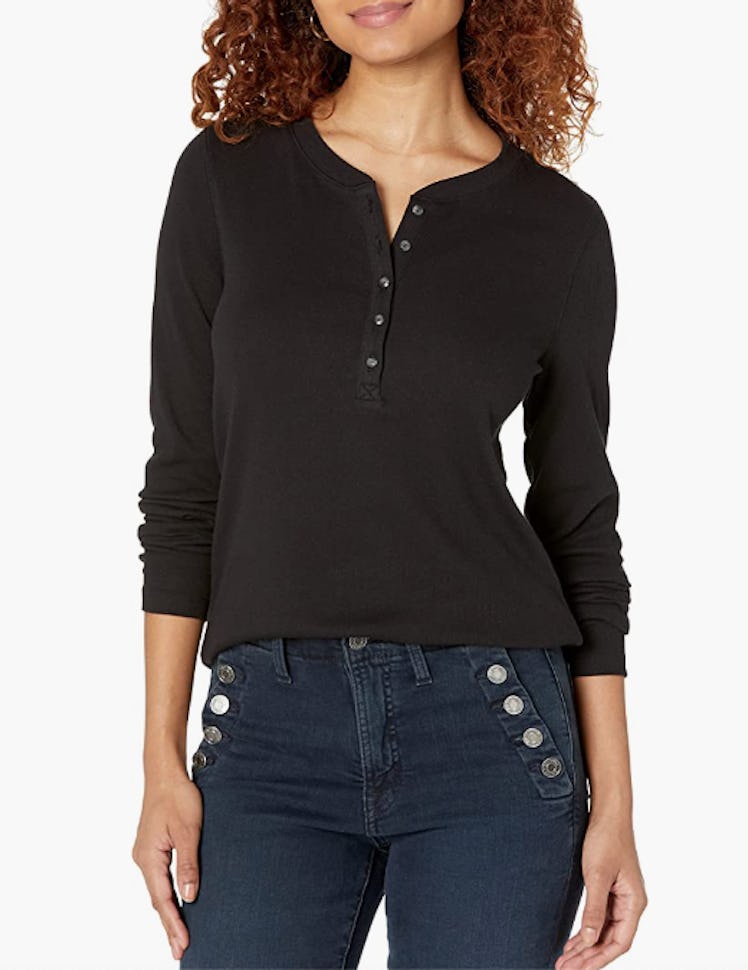 GAP Ribbed Long Sleeve Henley Top