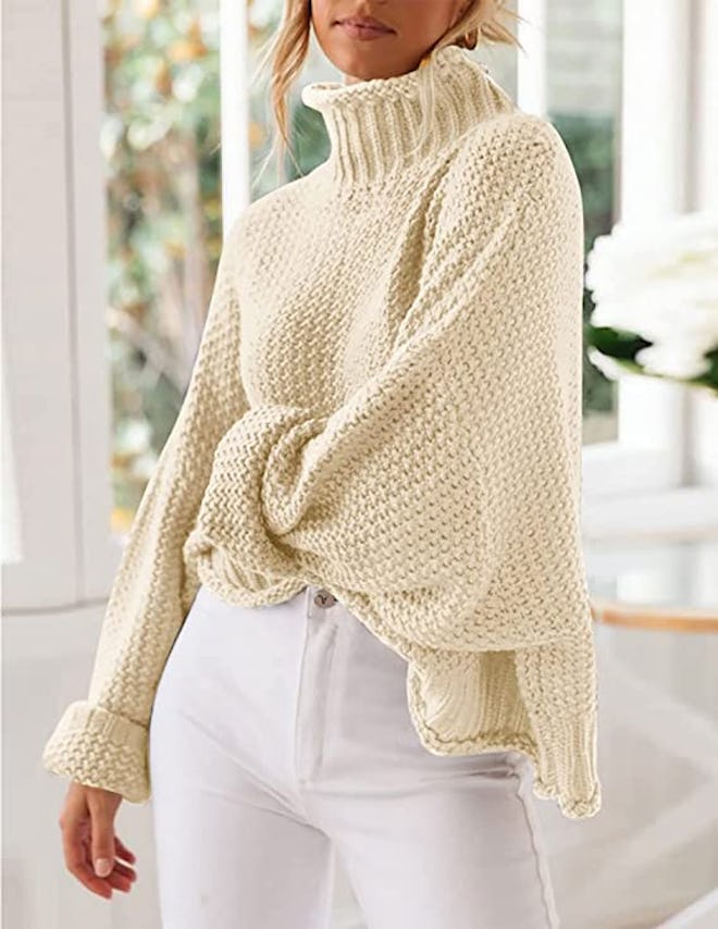 ZESICA Oversized Chunky Knitted Turtleneck Sweater 