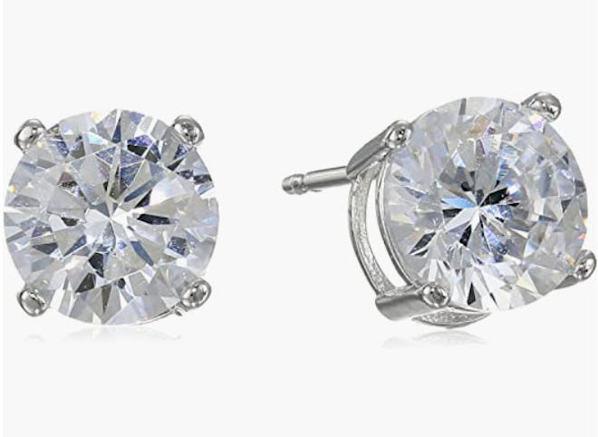 Amazon Essentials Plated Sterling Silver Cubic Zirconia Studs