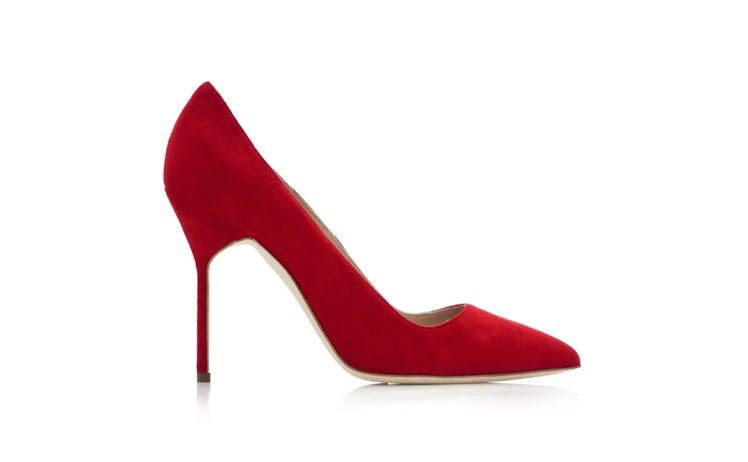 Red Suede Pointed Toe Pumps