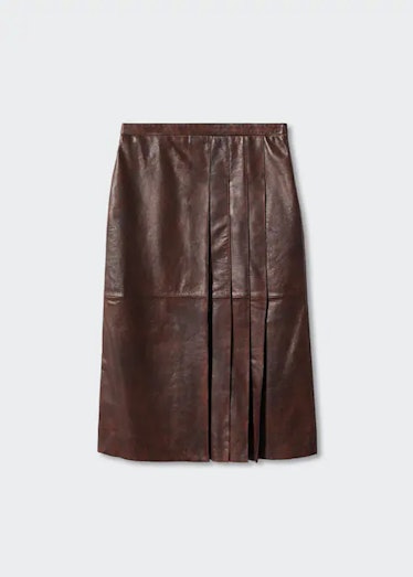 Mango Brown Leather Skirt