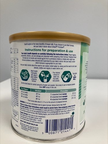 The back of a recalled 12.9 oz. can of ProSobee Simply Plant-Based Infant Formula.