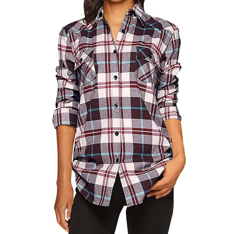 Match Long Sleeve Flannel Plaid Shirt