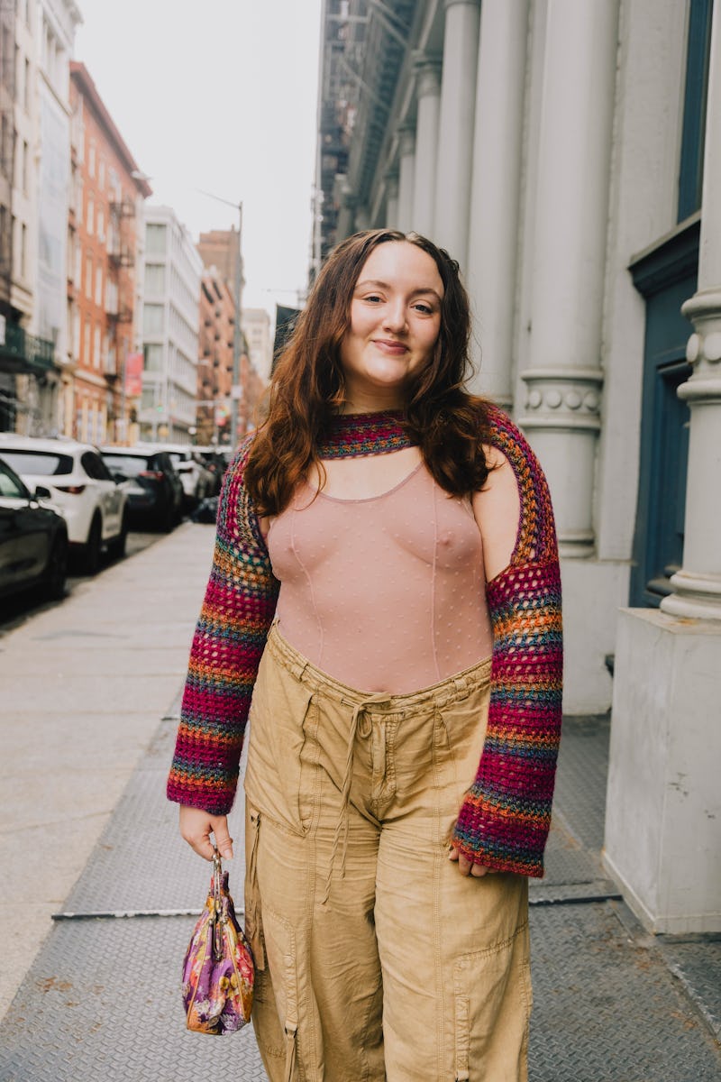 writer tess garcia tried the free the nipple trend for bustle at new york fashion week 2023 wearing ...