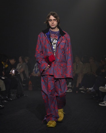 Lennon Gallagher walks the runway at the Burberry show during London Fashion Week February 2023 on F...