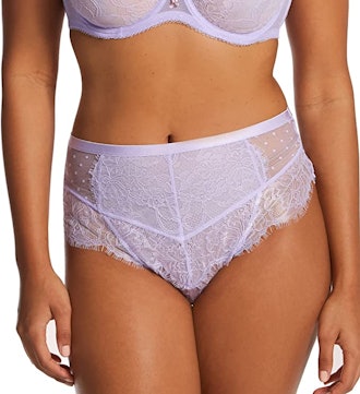 Mesh & Lace High-Waisted Thong