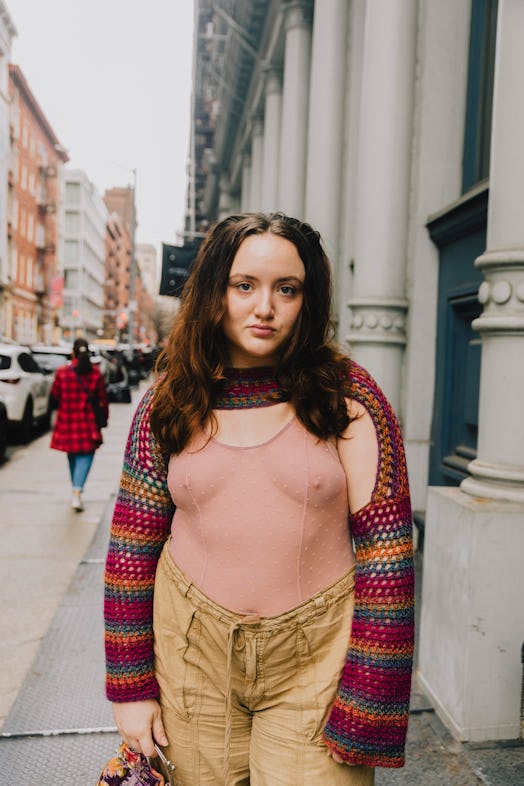 writer tess garcia tried the free the nipple trend for bustle at new york fashion week 2023 wearing ...