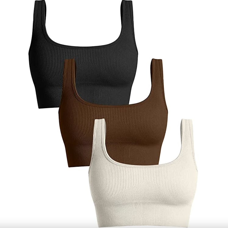 OQQ Ribbed Seamless Sport Bra (3-Pack)