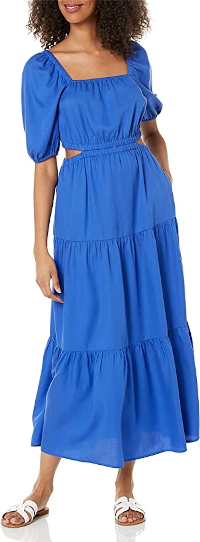 The Drop Anaya Square-Neck Cut-Out Tiered Maxi Dress