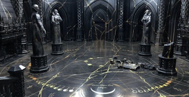 Concept art for the statue room in Loki’s Season 1 finale.