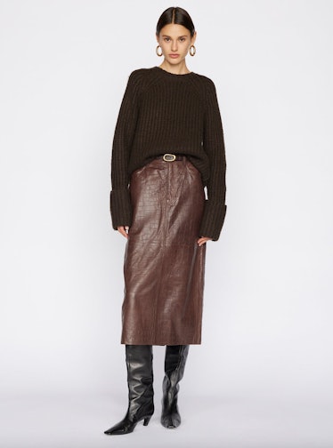 Frame Croc Leather Skirt