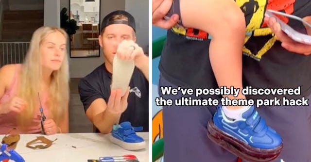 A family is in hot water after they modified their toddler's shoes so that he could ride rollercoast...