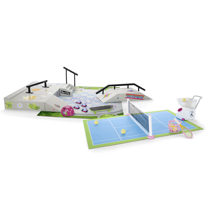 Isabel™ & Nicki's™ 2-in-1 Tennis Court & Skate Spot for 18-inch Dolls