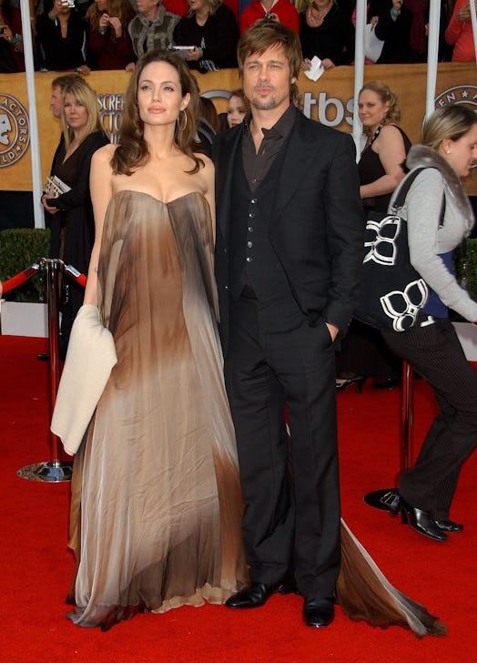 Actress Angelina Jolie and actor Brad Pitt arrive at the 14th Annual Screen Actors Guild Awards