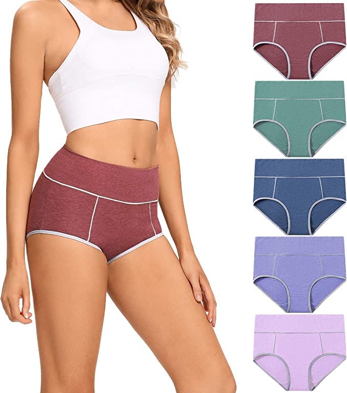 POKARLA High Waisted Cotton Underwear (5-Pack)