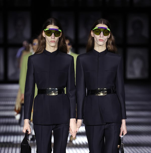 Models walk the runway of the Gucci Twinsburg Show during Milan Fashion Week Spring/Summer 2023 