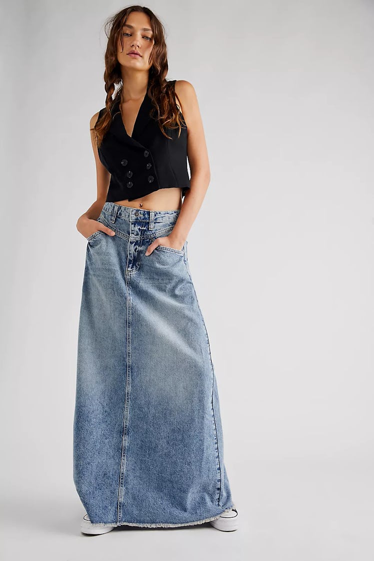 Come As You Are Denim Maxi Skirt