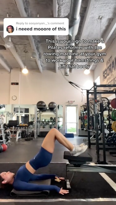 A TikToker shares Pilates exercises without a Reformer that work out your hamstrings at the gym. 