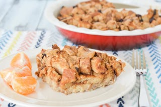 Peanut butter bread pudding is a great way to use leftover sandwich crusts.