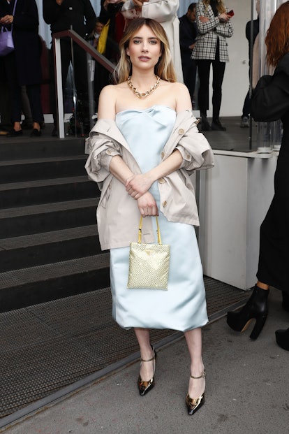 Emma Roberts is seen arriving at the Prada fashion show during the Milan Fashion Week Womenswear Fal...