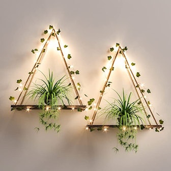 RICHER HOUSE Artificial Ivy LED-Strip Wall Hanging Shelves Set