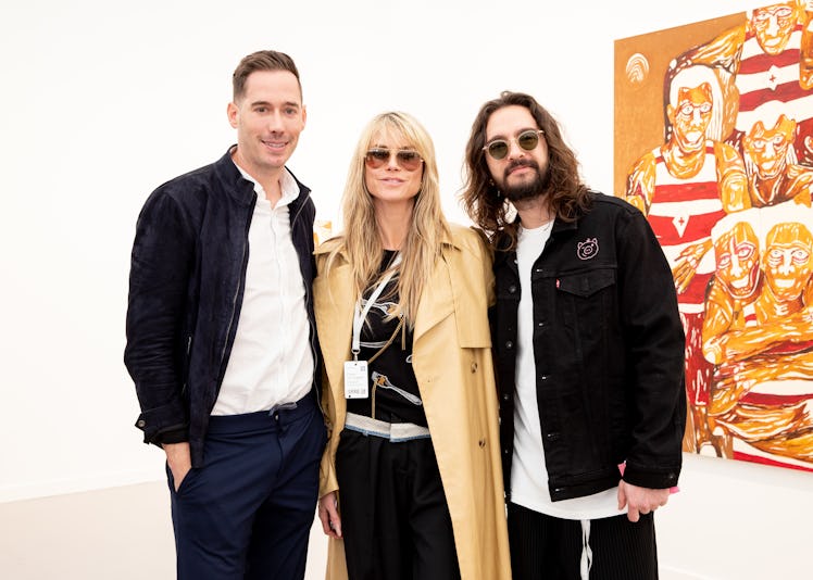 Carter Reum, Heidi Klum and Tom Kaulitz at Frieze LA VIP preview held at Santa Monica Airport on Feb...