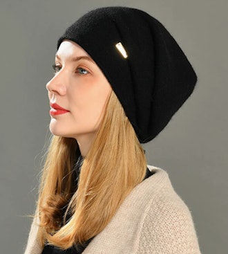 jaxmonoy Cashmere Slouchy Knit Beanie Hat