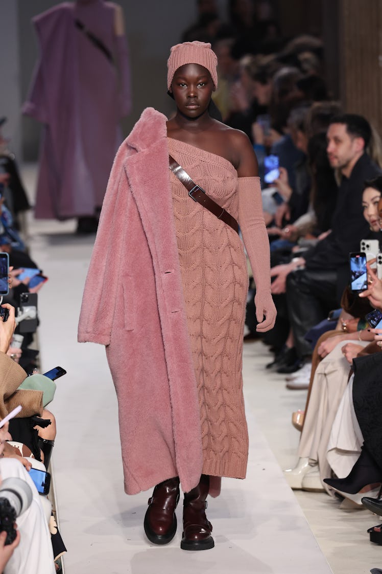 A model walks the runway at the Max Mara fashion show during the Milan Fashion Week Womenswear Fall/...