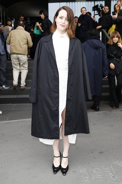 Claire Foy is seen arriving at the Prada fashion show during the Milan Fashion Week Womenswear Fall/...