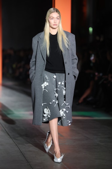 Gigi Hadid walks the runway at the Prada fashion show during the Milan Fashion Week Womenswear Fall/...