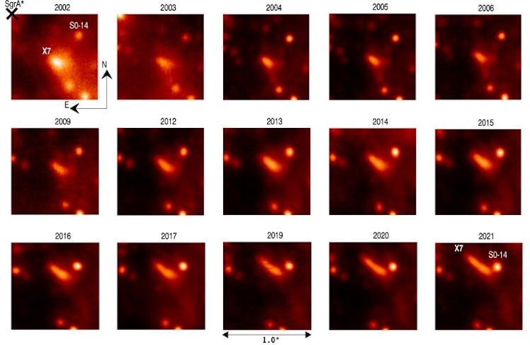 Images captured with Keck Observatory’s NIRC2 instrument and adaptive optics showing X7’s evolution ...