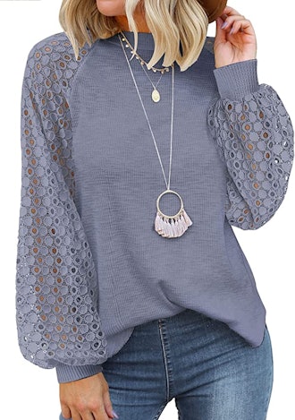 MIHOLL Long Sleeve Lace Blouse