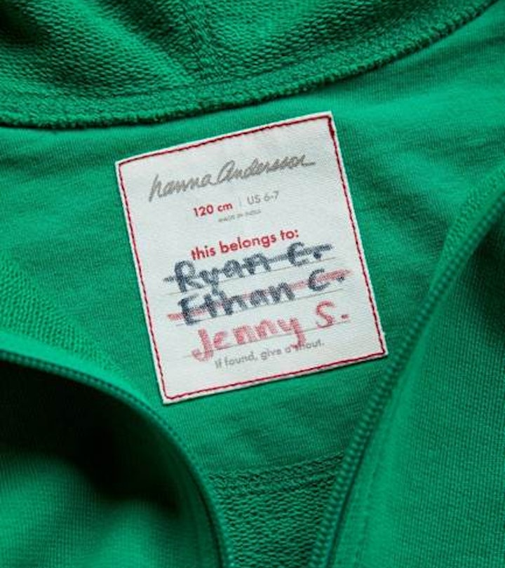 Hanna Andersson resale store product, with a name tag sewn in.