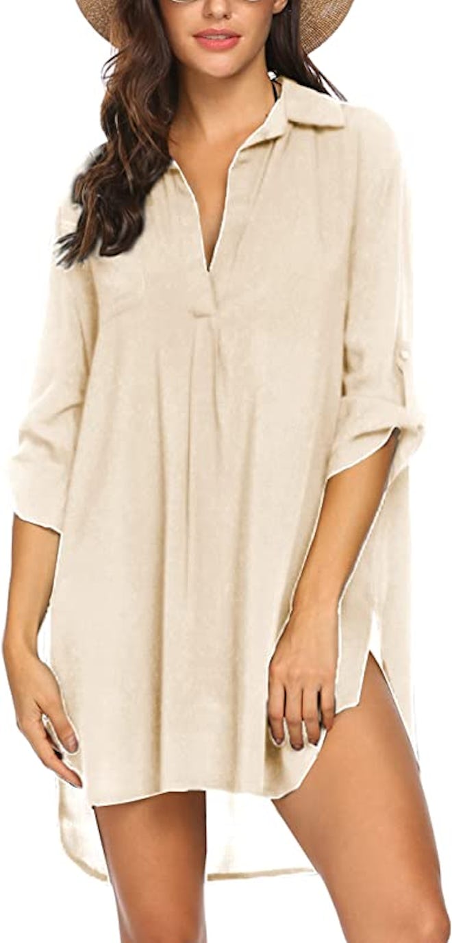 Ekouaer Swimsuit Beach Cover Up Shirt