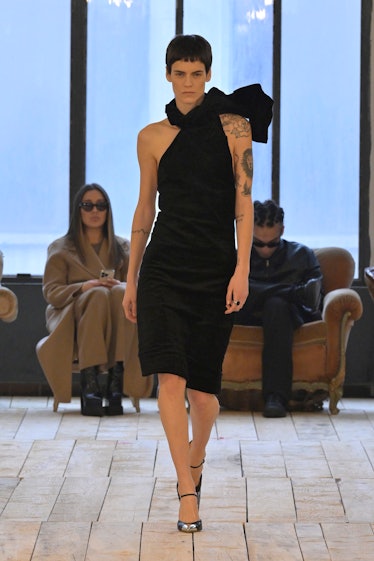 A model walks the runway at the Sportmax fashion show during the Milan Fashion Week Womenswear Fall/...