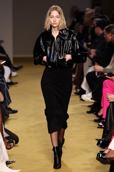 A model walks the runway at the Philosophy Di Lorenzo Serafini fashion show during the Milan Fashion...