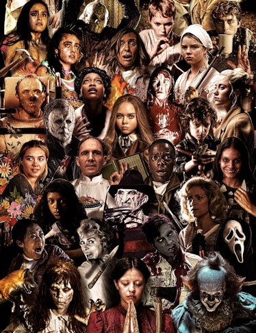 a collage of characters from classic and contemporary horror movies