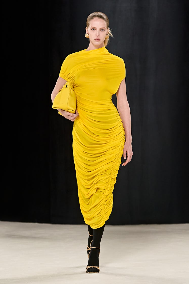 Ferragamo yellow dress fall 2023