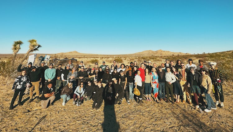 a group photo in the desert