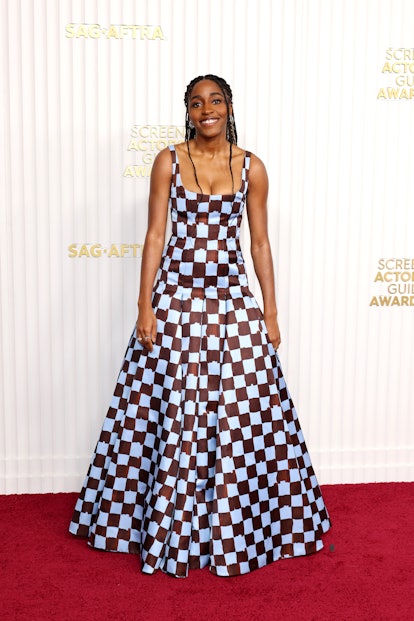 Ayo Edebiri attends the 29th Annual Screen Actors Guild Awards at Fairmont Century Plaza 