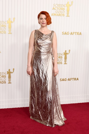 Jessie Buckley attends the 29th Annual Screen Actors Guild Awards at Fairmont Century Plaza on Febru...