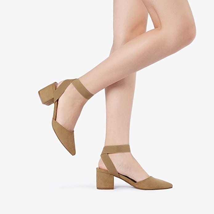 Dream Pairs Pointed Toe Low Chunky Heels