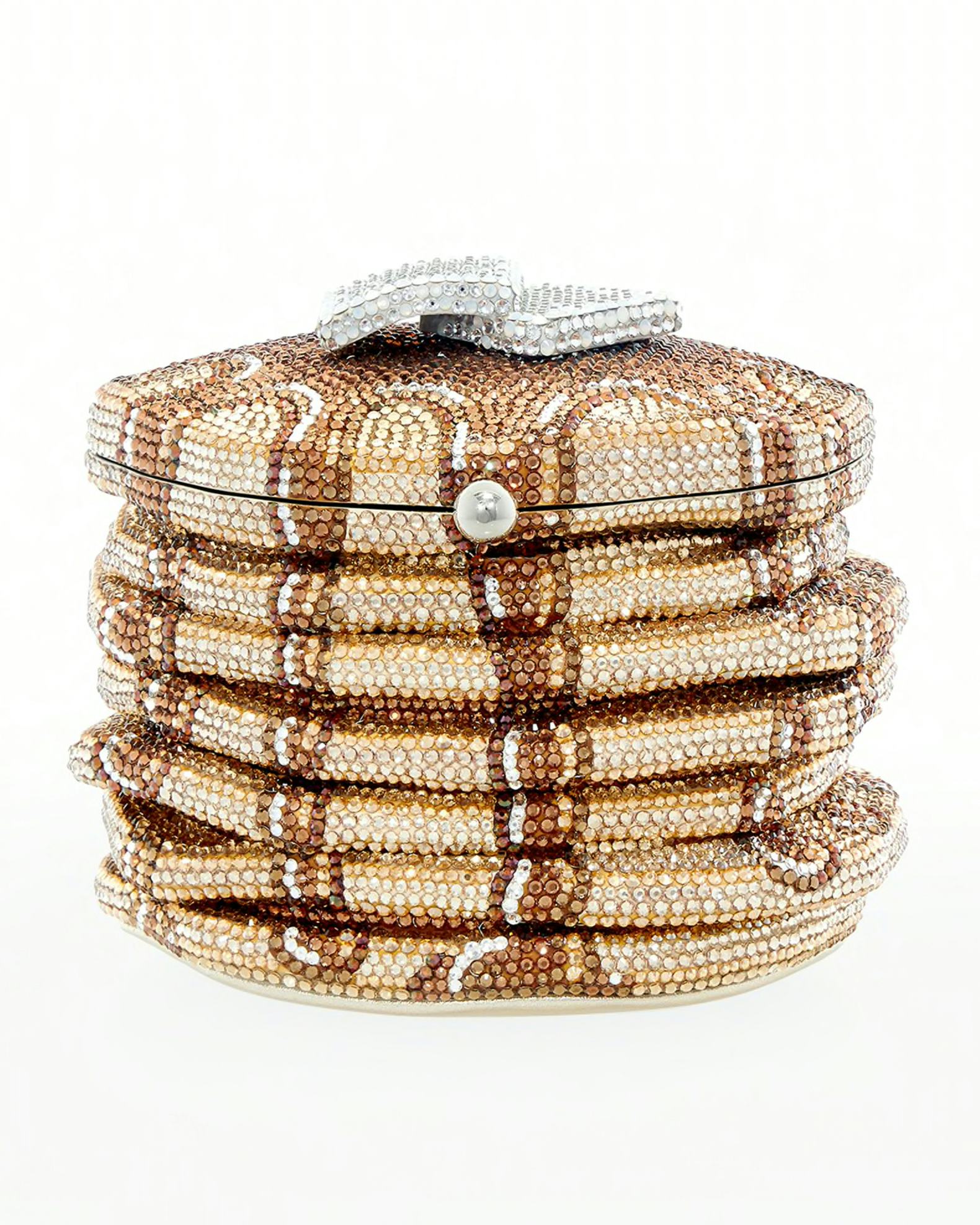 Judith Leiber Couture Pancakes Crystal Minaudiere Bag
