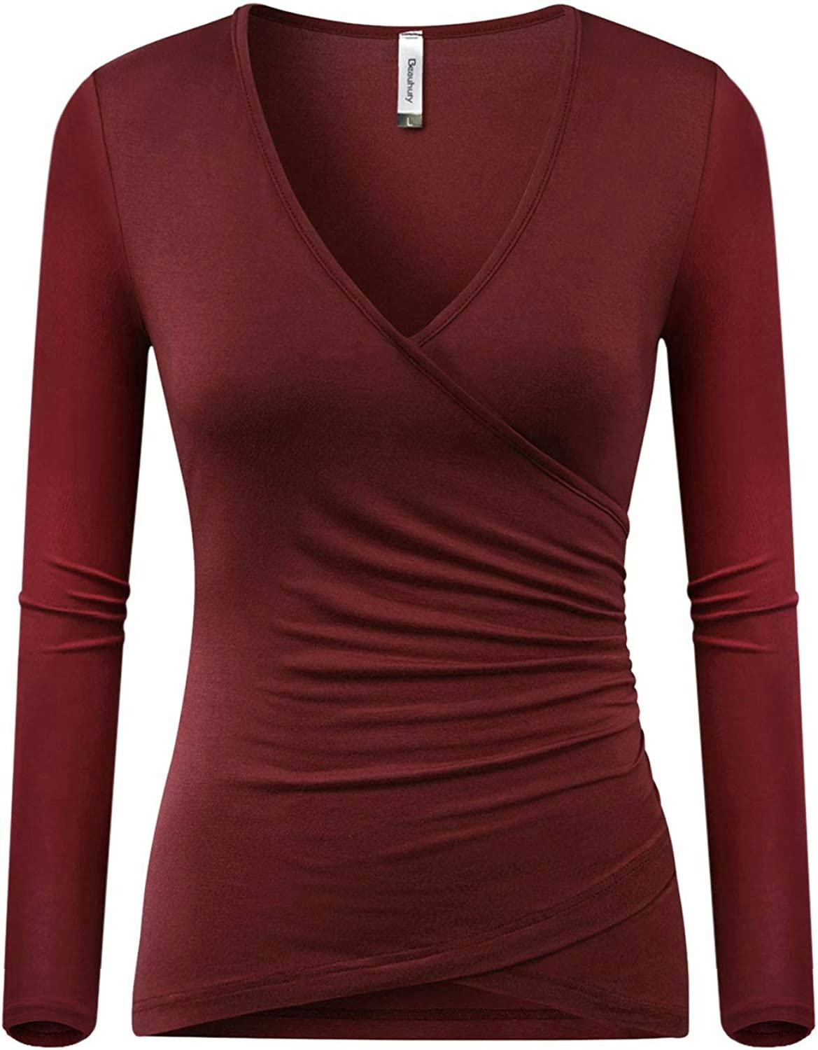 Beauhuty Slim Fit Faux Wrap Blouse