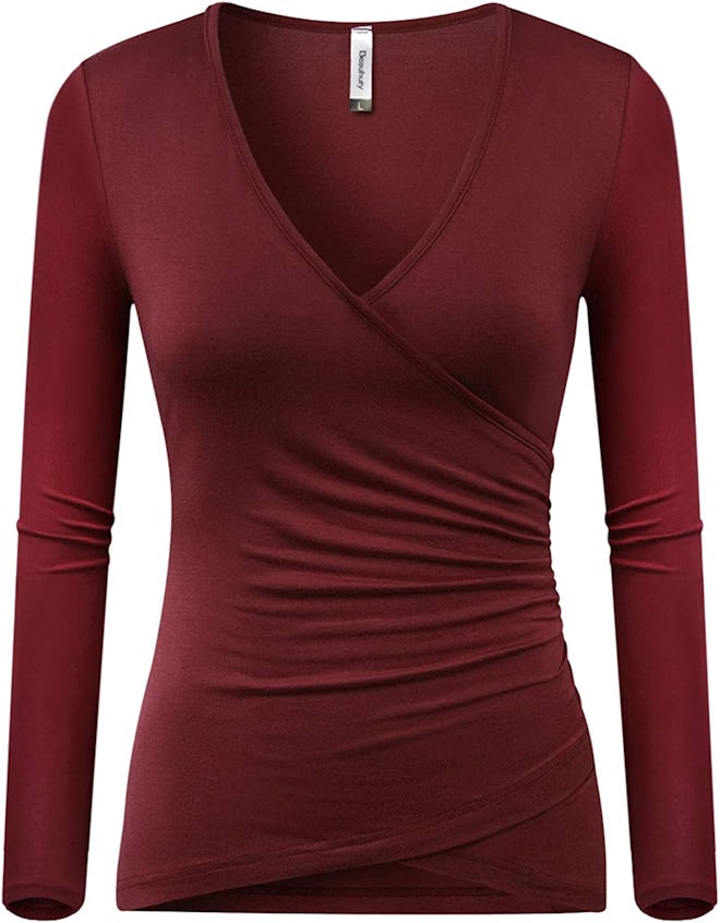 Beauhuty Slim Fit Faux Wrap Blouse