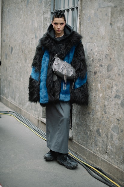 Street style at Milan Fashion RTW Week Fall 2023 photographed on February 26, 2023 in Milan, Italy. 