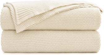 Longhui Ivory Knit Throw Blanket