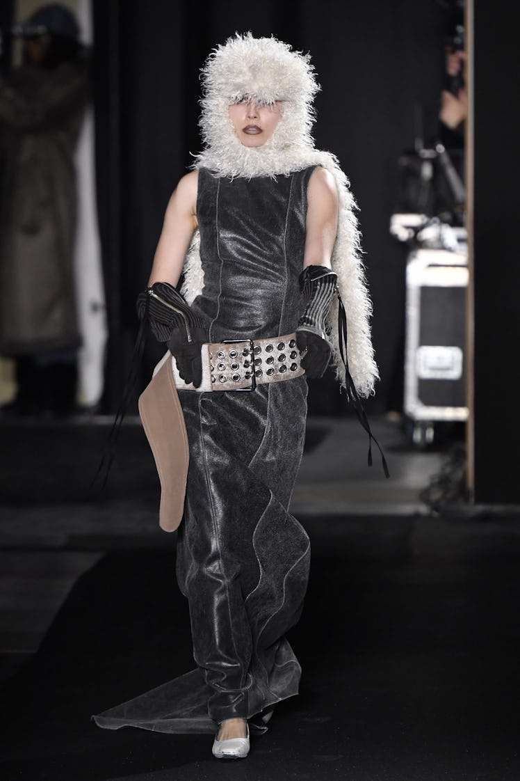  A model walks the runway during the Vaquera Ready to Wear Fall/Winter 2023-2024 fashion show as par...