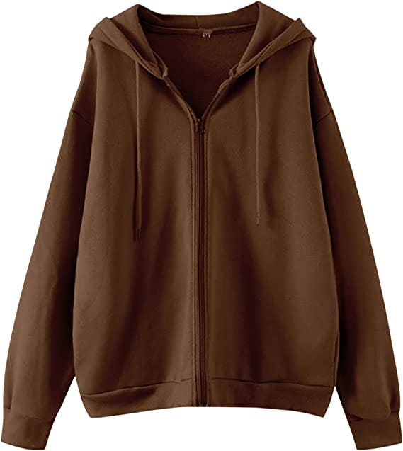 Meladyan Oversized Zip Up Drawstring Hoodie