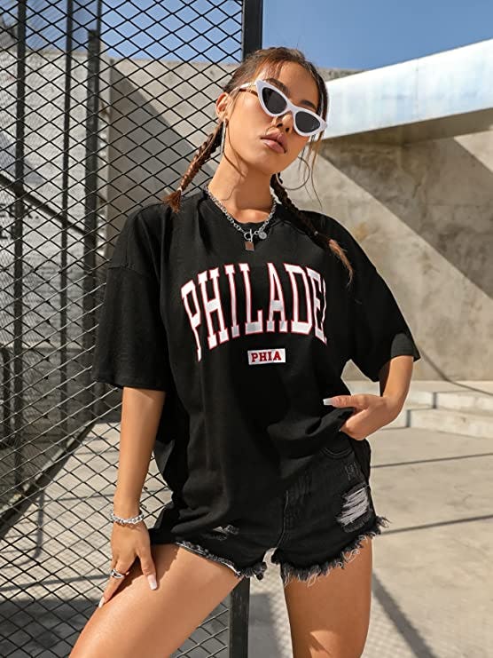 SOLY HUX Oversized Letter Print Graphic Tee